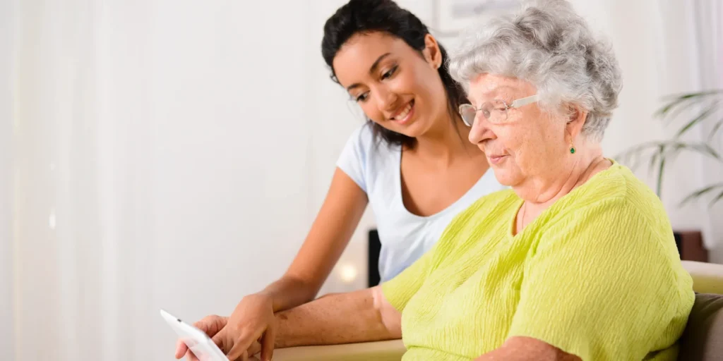 Home healthcare assistant with senior