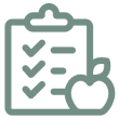 Clipboard with a checklist and an apple icon