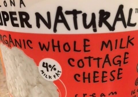 Organic whole milk cottage cheese container.