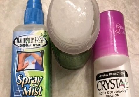 Three hypoallergenic deodorant products on display.